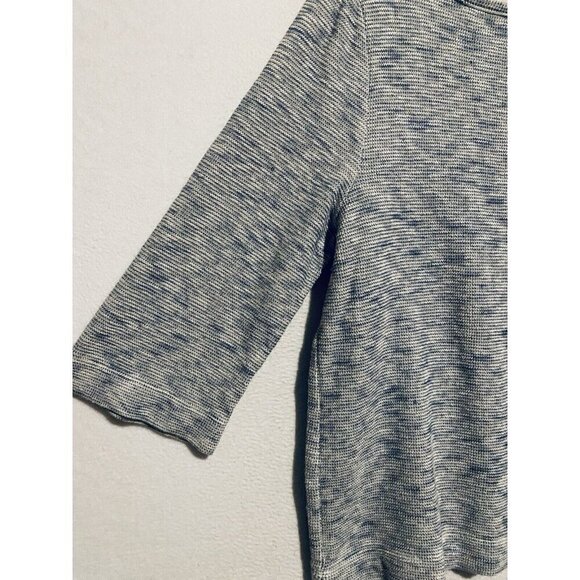 J Jill Pure Jill Sweater Womens Large Heathered Blue Space Dye Boat Neck Boxy - Picture 3 of 8